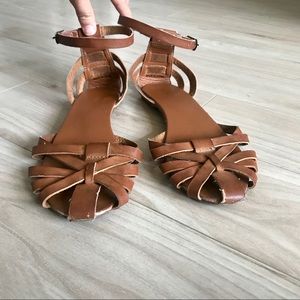 Black Poppy Cognac Woven Flats